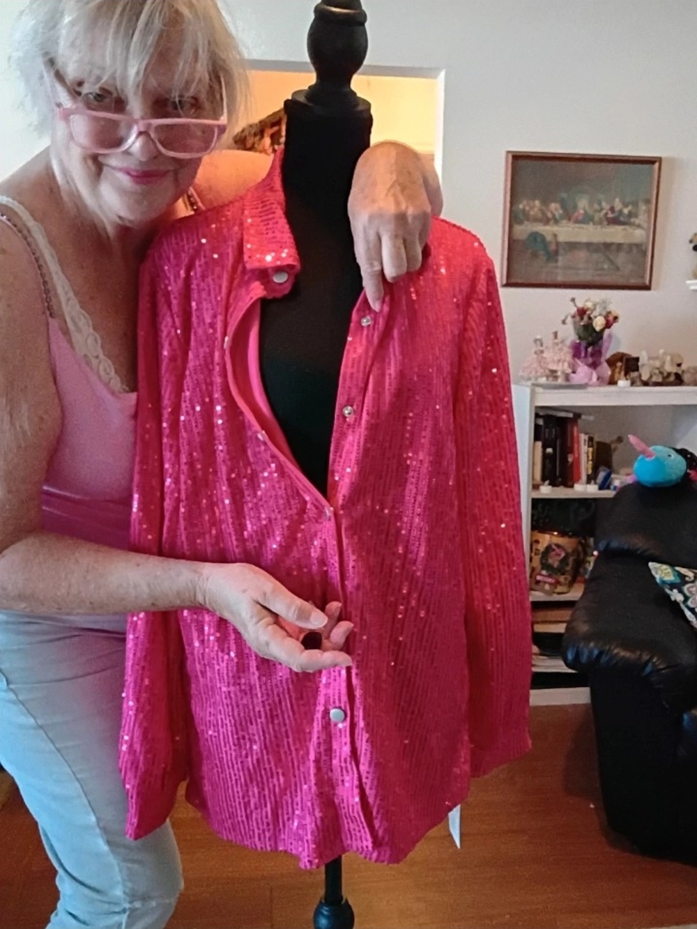MD&M Women's Hot Pink Sequin Blazer New With Tags Hot Jacket - Picture 6 of 10
